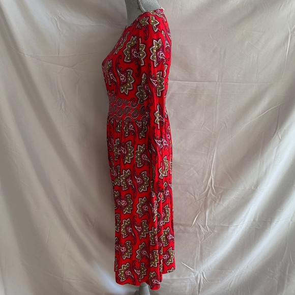Boden Thea Red Paisley Long Sleeve Midi Dress - Picture 5 of 9